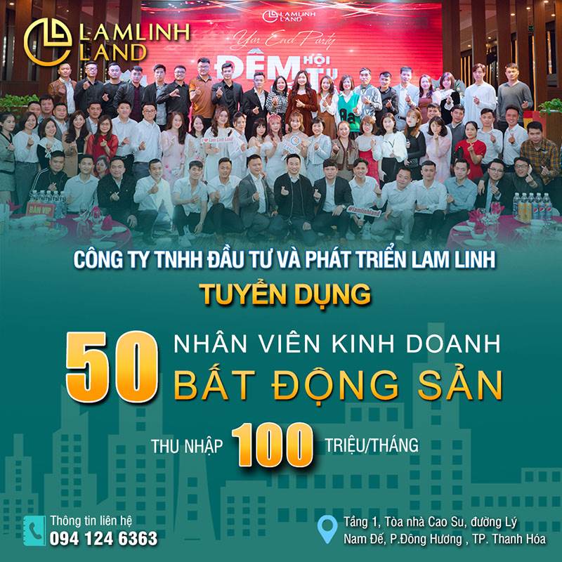 Tuyển dụng 50 sale bất động sản tại Thanh Hóa